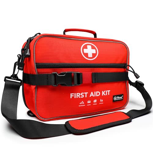 430 Piece First Aid Kit, Well-Organized Premium Waterproof Compact Trauma Medical Kits for Any Emergencies, Ideal for Home, Office, Car, Travel, Outdoor, Camping, Hiking, Boating (Red)