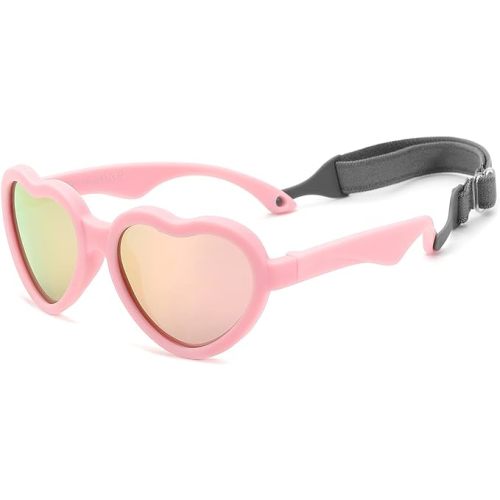 COASION Baby's First Sunglasses with Strap, Unbreakable Polarized Newborn Infant Heart Sunglasses for Ages 0-24 Months