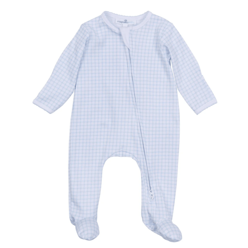 Peek-A-Boo Wishes Zip Footie - Light Blue