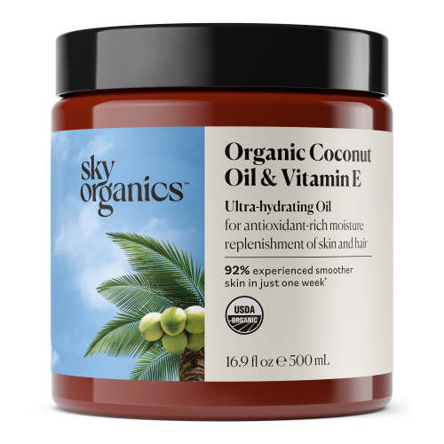 Sky Organics Organic Coconut Oil & Vitamin E Ultra-Hydrating Oil for Hair & Skin, 16.9 fl oz