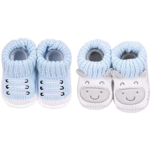 2 Pairs Cute Knitted Baby Booties, cute animal Infant Socks Shoes, Soft Non-Slip Newborn Footwear, 0-3 Months