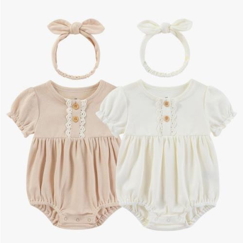 Baby Girl Clothes Cotton Bubble Romper Floral Bodysuits Infant Outfit Set