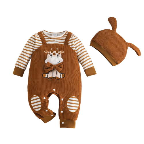 Zshosam Baby Clothes for Boys Newborn Baby Boy Clothes Little Brother Romper Jumpsuits One Piece Infant Coming Home Jumpsuit Clothing Set Size 0 3 Months,(Brown 0-3 Months)