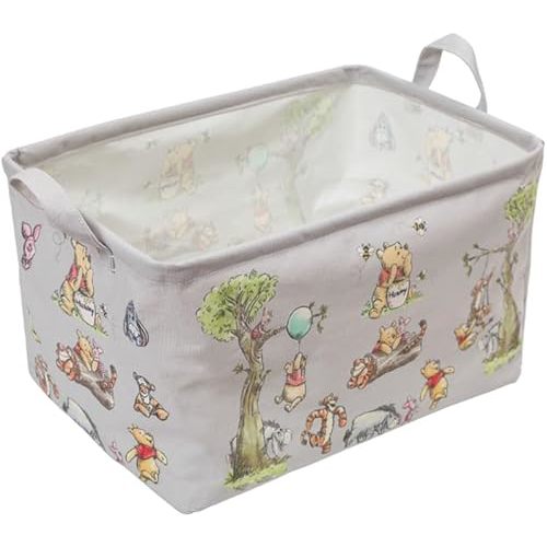 Rectangle Cute Bear Nursery Storage Basket With A Waterproof PE Coating, Foldable Large Canvas Laundry Hamper, Decorative Storage Baskets Suitable For Bathroom and Bedroom (Gray)