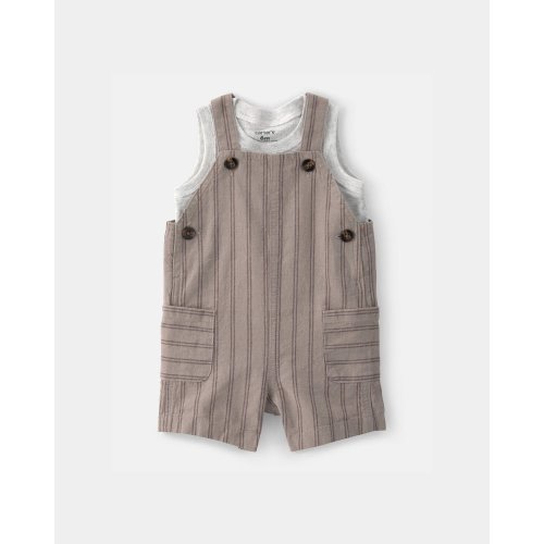 Baby Boy 2-Piece Striped Overall Set - Brown | Carter's