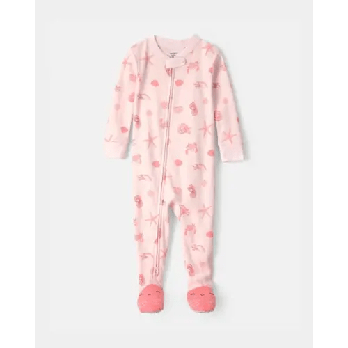 Baby Girl Seashell 100% Cotton Snug Fit 1-Piece Pajama - Pink | Carter's