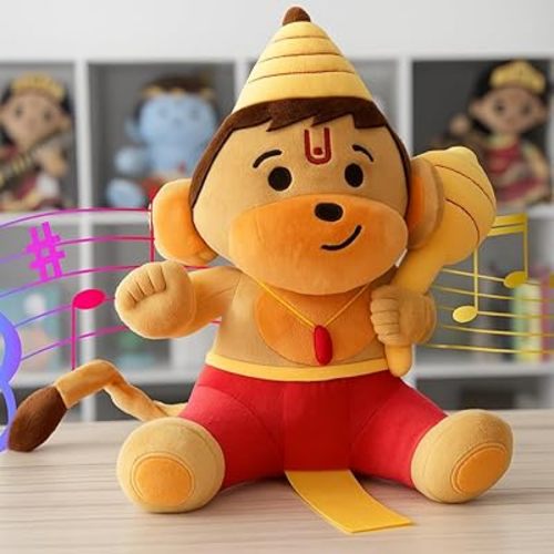 MODI TOYS Baby Hanuman (Medium - 11 inch) Mantra Singing Stuffed Plush Toy | Ideal for Newborns, Infants, Toddlers, Grandparents | Best for Diwali, Baby Shower, Birthday | Teddy Bear Panda Elephant