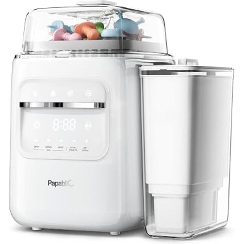 Papablic SafeguardPlus Bottle Washer, Sterilizer &Dryer, Water Purification | 8 Bottles Capacity, 12-Min Fast Wash, 360° Deep Clean, Baby Bottle Washer for Bottles, Pump Parts, Baby Essentials