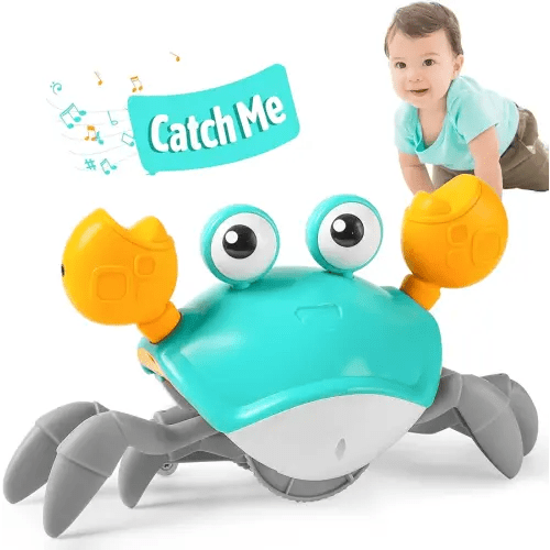 Hirger Crawling Crab Baby Toy, Tummy Time Toy for Infant 3 6 9 12 18 24 Month, Walking Dancing Interactive Sensory Crab with Light Music, Birthday Gift for Toddler Boy Girl 1 2 3