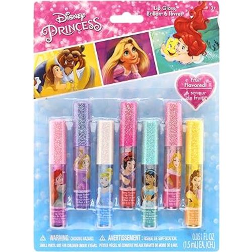TownleyGirl Disney Princess Super Sparkly Lip Gloss Set, 0.05 Fl Oz (Pack of 7)