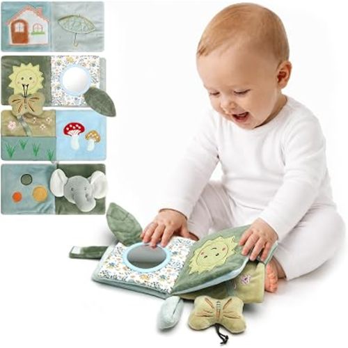 haakaa Soft Baby Books with Mirror, Sensory Crinkle Books for Babies 0m+