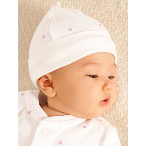 Pink Heart Embroidered Cotton Baby Hat