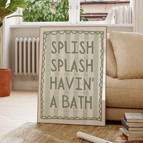 Splish Splash Bath Print, Unframed Paper Poster 16x20in