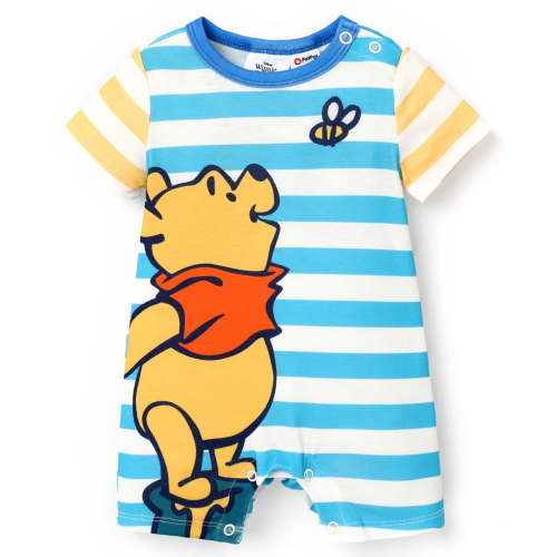 Disney Winnie The Pooh Baby Romper, Boys Girls Striped Jumpsuit, 0/3M-18M