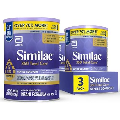 Similac 360 Total Care Gentle Comfort Baby Formula, Easy-to-Digest Formula, Has 5 HMO Prebiotics, Powder Infant Formula, 36-oz Can, Pack of 3