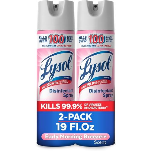 Lysol Disinfectant Spray, Sanitizing And Antibacterial Spray, For Disinfecting And Deodorizing, Early Morning Breeze, 19 Fl Oz (Pack Of 2), Packaging May Vary