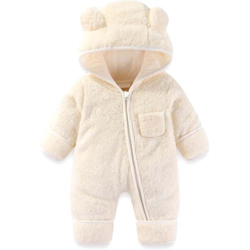 Baby Romper Cute Bear Ear Romper Hooded New Born Winter Clothes for Baby Boys 6-9 Months