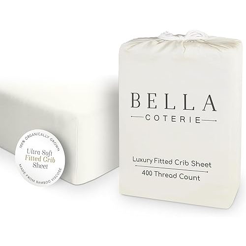 Bella Coterie Luxury Bamboo Viscose Crib Sheet | Organically Grown | Ultra Soft | Cooling for Better Sleep | Deep Pocket Fitted Sheet for Crib & Toddler Mattress | 100% Organically Grown [Ivory]