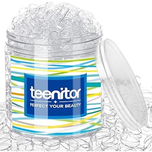 Teenitor Clear Elastic Hair Bands, 2000pcs Mini Hair Rubber Bands, Hair Ties, Soft Hair Elastics Ties, 2mm in Width and 30mm in Length