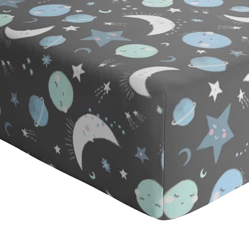 Little Sleepies Baby Crib Sheets, Buttery Soft Viscose From Bamboo Crib Sheets for Boys & Girls, Toddler Bed Sheet, Standard Crib Mattress Sheet, Super Stretchy & Elasticized (Blue To the Moon & Back)