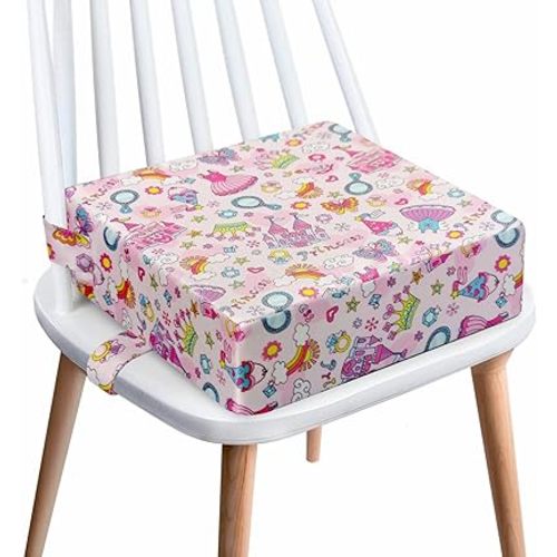 Toddler Booster Seat for Dining Table,4 Inches Washable Double Safer Straps Non-Slip Bottom Booster Seat for Kids, Portable Travel High Density Sponge Detachable Increasing Cushion for Child...