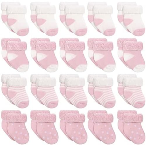 Janmercy 20 Pairs Preemie Socks Premature Newborn Baby Terry Bootie Warm Socks for Infant Preemie Baby