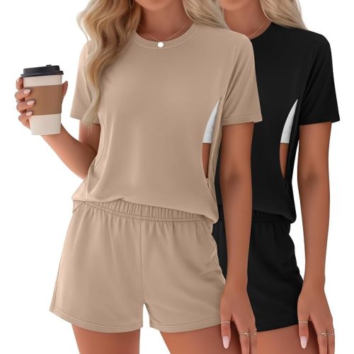 Riyiper 2 Packs Women's Nursing Pajamas Set