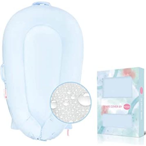 Organic Replacement Cover for Dockatot Deluxe+ Docks with Waterproof Pad Certified Organic Cotton Protects Against leaks Premium Quality Spare Cover (Cover Only) (Blue)