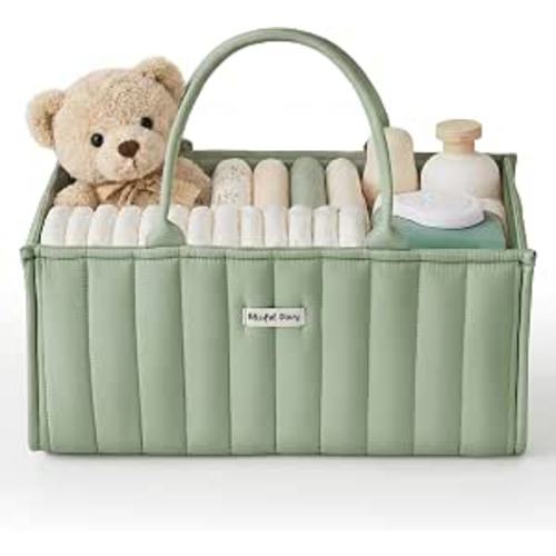 Blissful Diary Baby Diaper Caddy Organizer, Nursery Storage, Sage Green