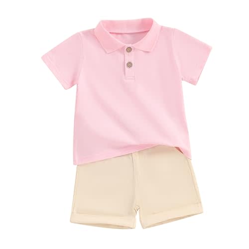 fhutpw Toddler Boy Short Sleeve Pique Polo Shirt & Casual Shorts Set Kids Summer Clothes Suit 2T 3T 4T Little Boys Outfits