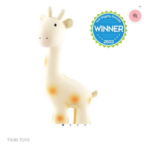 Giraffe Organic Natural Rubber Rattle, Teether & Bath Toy