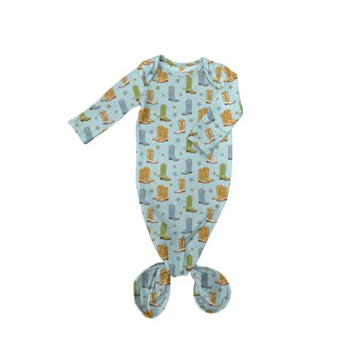 Knotted Infant Gown - Boots & Stars (0-3 mo) – Goosies