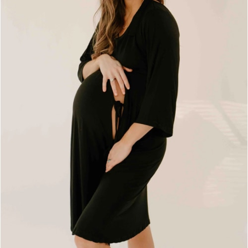 Lila Labor & Postpartum Gown in Black