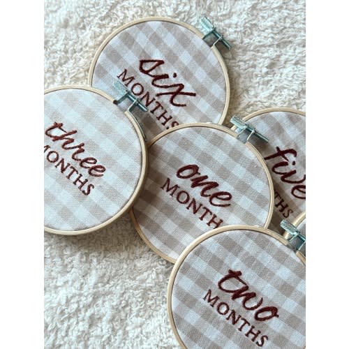 Embroidered Monthly Photo Hoops | Baby Growth Keepsake Bundle