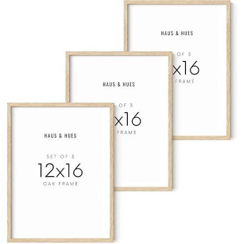 HAUS AND HUES 12x16 Picture Frame, Set of 3 - Beige Oak