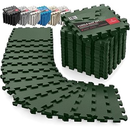 bemaxx Gym Mats Set - 18 pcs EVA Interlocking Foam Floor Tiles (12.6"x12.6"x0.4") 18sqft Protective Gym Flooring Sports Home Workout Exercise Mats Puzzle Garage Fitness Play-Room Garage Pool Treadmill