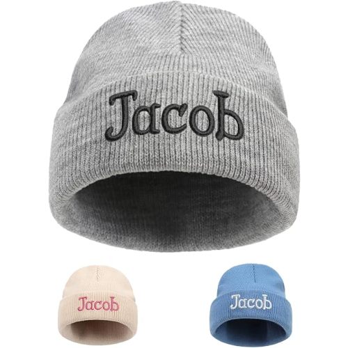 Custom Beanie Hats for Baby Girls Boys - Personalized Embroidered Beanies with Name for Infants Toddlers Adults
