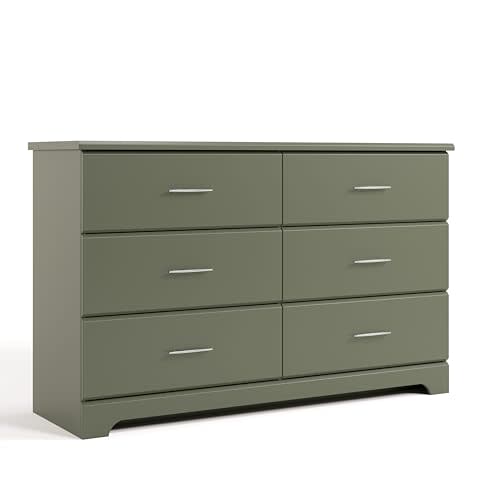 Storkcraft Brookside 6-Drawer Dresser (Olive) – GREENGUARD Gold Certified, Green Dresser for Bedroom, Kids & Nursery Storage Chest, Safety Interlocking Drawers, Pre-Installed Tracks, Kids Chest