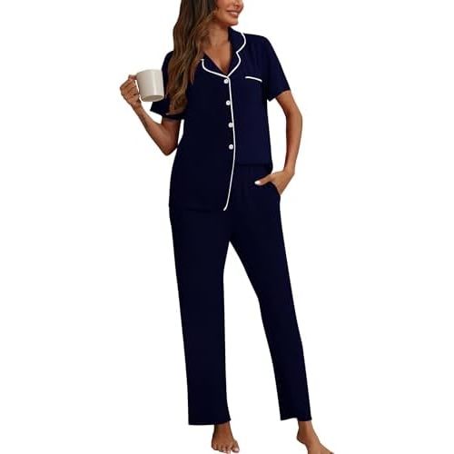 HNG Pajama Sets for Women 2 Piece Modal Pajamas for Women Set Pj Sets with Pocket XS-XXL