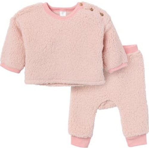 Microfleece Drop Shoulder Top & Pant Set, 6-9M