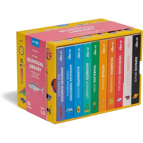 My First Bilingual Library: A Spanish-English Vocabulary Board Book Set of Colors, Numbers, Animals, ABCs, and More (Si Sabo Bilingual Books for Kids)