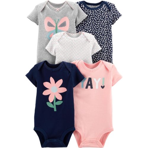 5-Pack Butterfly Original Bodysuits - 3M - Navy/Pink