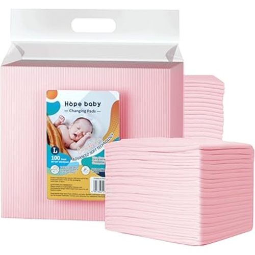 JUS COOL Baby Disposable Changing Pads, 24”x 24”(100 Count) Underpads Portable Diaper Changing Pads, Soft Bed Pads Ultra Absorbent and Waterproof