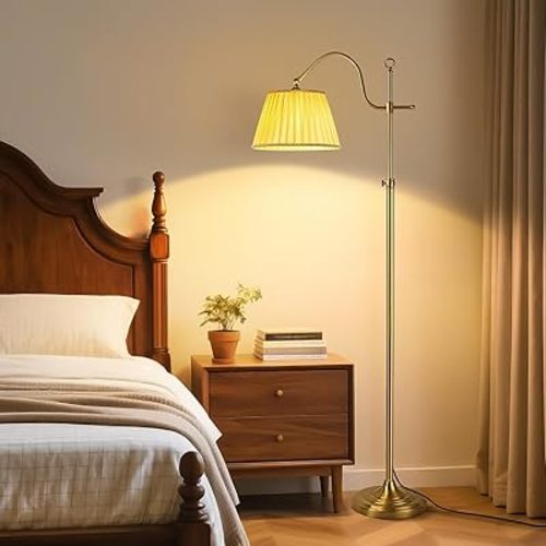 Gold Brass Brushed Floor Lamp, Remote and Bluetooth Dimming