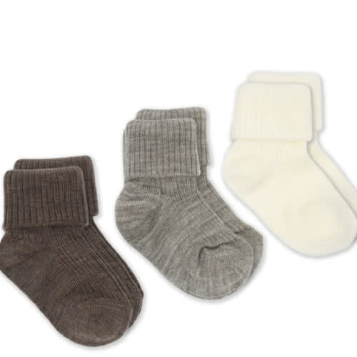 Wool Socks, Baby and Toddler, Brown-Gray & White