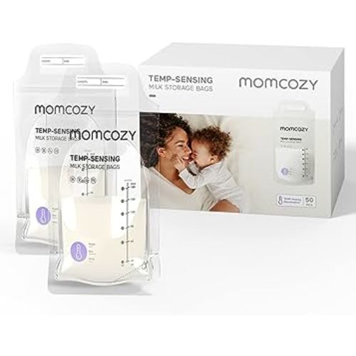 Momcozy Breastmilk Storage Bags 50pcs | Temp-Sensing Discoloration, Disposable, 6oz, Self Standing, No-Leak Milk Freezer Storage Pouches : Amazon.com.au: Baby