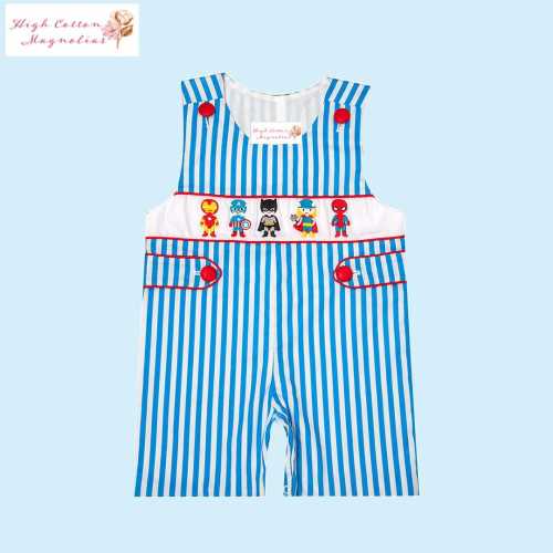 Superhero DC and MARVEL-Inspired COMICS Hand-Embroidered Boy Shortall | Superheroes | Boy's Hero Jon Jon