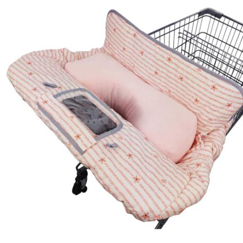 Shopping Cart Cover for Baby/Toddler 2-in-1 High Chair Cover, Easy Attach & Remove, with Cellphone Holder, Pink Strip Star