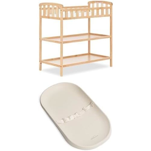 Bundle of Dream On Me Emily Changing Table & Waterproof Changing Pad – Nursery Diaper Changing Station with Storage Shelves