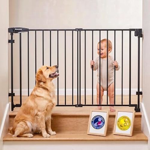 Mumeasy 30" Tall Baby Gate for Stairs & Doorways, No Bottom Bar Dog Gate